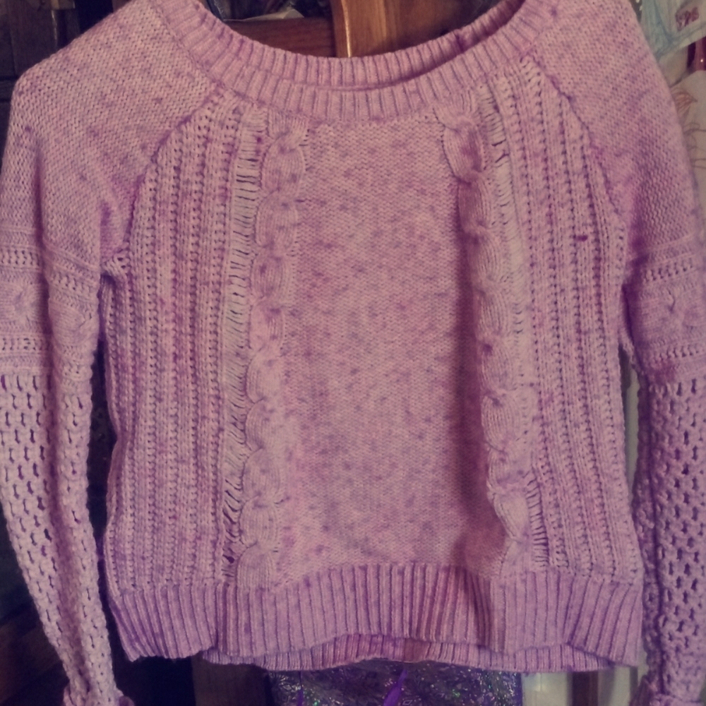 Cotton candy AEO cable knit/open knit sweater